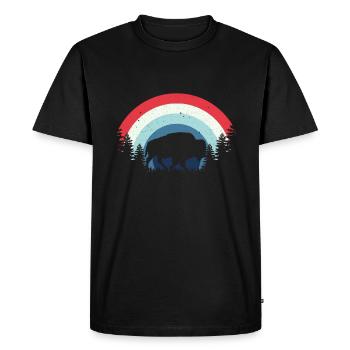 Rétro Vache Bison Buffle d’eau Buffle Silhouette - T-shirt Premium bio Homme - noir - Devant - Nico (187cm)