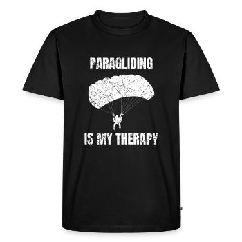 Le parapente est ma thérapie Parapente - T-shirt Premium bio Homme - noir - Devant - Nico (187cm)