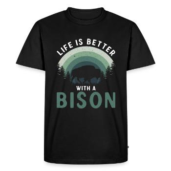 Life is better with a bison cow bison buffalo - Men's Premium Organic T-Shirt - black - Front - Nico (187cm)