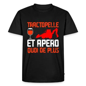 Tractopelle et Apéro Quoi De Plus - T-shirt Premium bio Homme - noir - Devant - Nico (187cm)