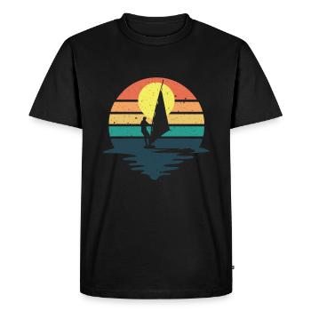 Windsurf rétro Cadeau Silhouette Windsurf - T-shirt Premium bio Homme - noir - Devant - Nico (187cm)