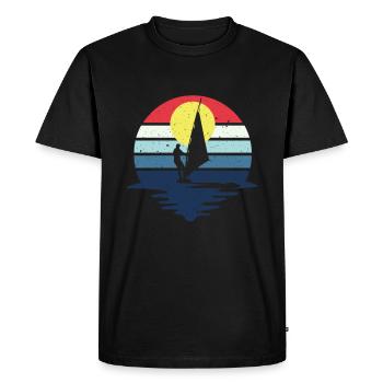 Windsurf rétro Cadeau Silhouette Windsurf - T-shirt Premium bio Homme - noir - Devant - Nico (187cm)