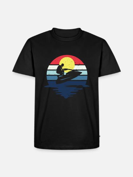 Retro Jetboot Wassermotorrad Jetski - Männer Premium Bio T-Shirt - Schwarz