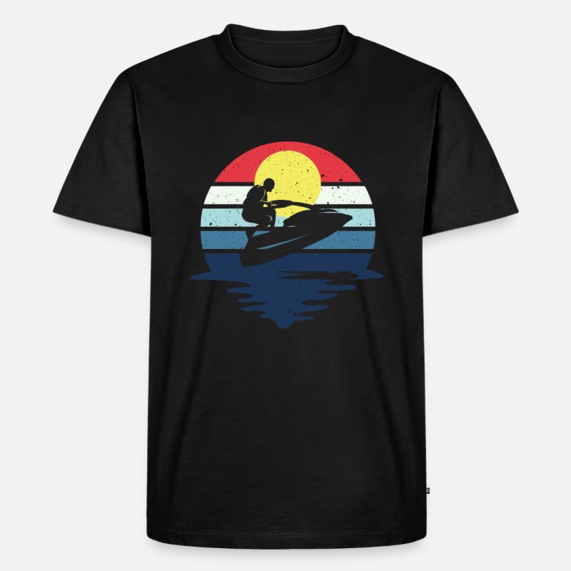 Retro Jetboot Wassermotorrad Jetski - Männer Premium Bio T-Shirt - Schwarz