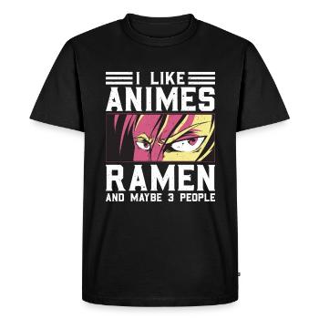 J’aime les animes Ramen et 3 personnes qui disent - T-shirt Premium bio Homme - noir - Devant - Nico (187cm)