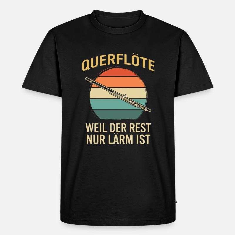 Querflöte Querflötenspieler Querflötist - Männer Premium Bio T-Shirt - Schwarz