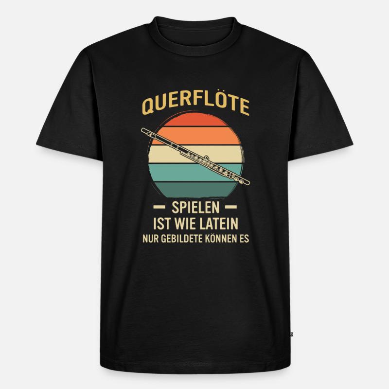 Querflöte Querflötenspieler Querflötist - Männer Premium Bio T-Shirt - Schwarz