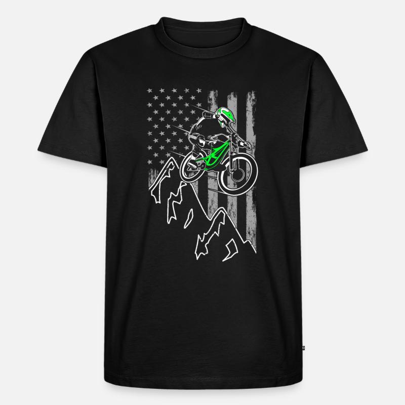 Downhill Mountainbiker - MTB Radfahrer - Männer Premium Bio T-Shirt - Schwarz