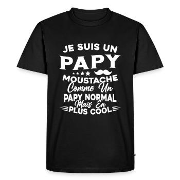 Un Papy Moustache Comme Un Papy Normal - T-shirt Premium bio Homme - noir - Devant - Nico (187cm)