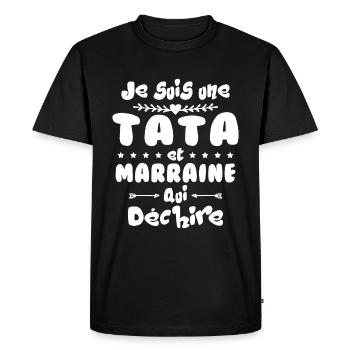Je suis une Tata et Marraine qui déchire - T-shirt Premium bio Homme - noir - Devant - Nico (187cm)