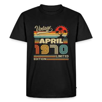 Avril 1970 Anniversaire Avril 1970 Avril - T-shirt Premium bio Homme - noir - Devant - Nico (187cm)