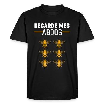 Regarde Mes Abdos - Abeilles - T-shirt Premium bio Homme - noir - Devant - Nico (187cm)