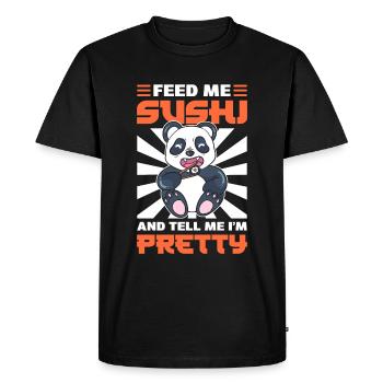 Panda eats sushi Zookeeper - Men's Premium Organic T-Shirt - black - Front - Nico (187cm)