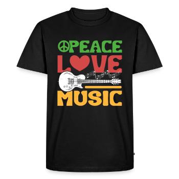 Peace Love Music Guitariste - T-shirt Premium bio Homme - noir - Devant - Nico (187cm)