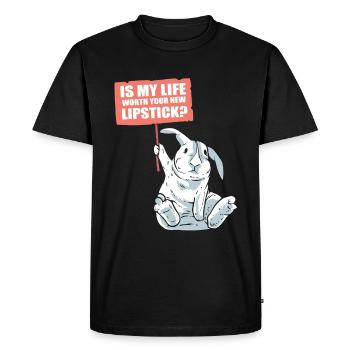 Défenseurs du lapin et du rouge à lèvres - T-shirt Premium bio Homme - noir - Devant - Nico (187cm)
