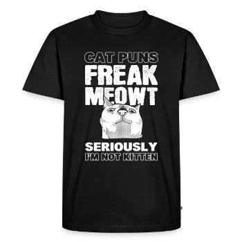 Chats Jeux de mots Amoureux des animaux - T-shirt Premium bio Homme - noir - Devant - Nico (187cm)