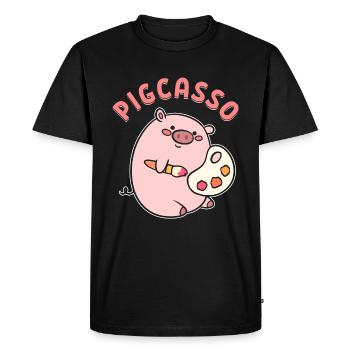 Cochon d’artiste d’artistes visuels - T-shirt Premium bio Homme - noir - Devant - Nico (187cm)