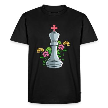 Queen chess piece with flowers chess master - Men's Premium Organic T-Shirt - black - Front - Nico (187cm)