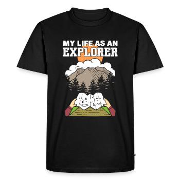 Ma vie d’explorateur routard - T-shirt Premium bio Homme - noir - Devant - Nico (187cm)