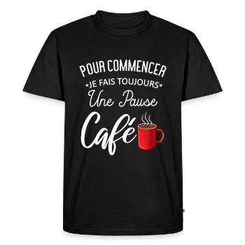 Pause Café Collègues Travail - T-shirt Premium bio Homme - noir - Devant - Nico (187cm)