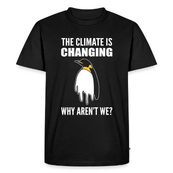 Penguin and climate change environmentalists - Men's Premium Organic T-Shirt - black - Front - Nico (187cm)