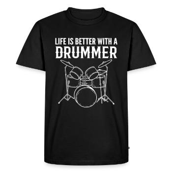 Drum Player Instrumentalist - Men's Premium Organic T-Shirt - black - Front - Nico (187cm)