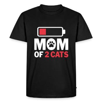 Mom of 2 Cats - Empty Battery Cat Mom - Men's Premium Organic T-Shirt - black - Front - Nico (187cm)