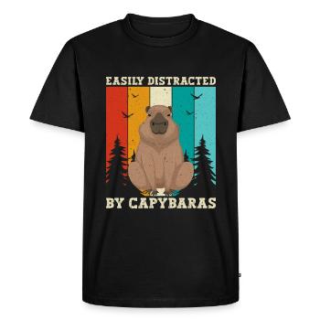 Retro Easily Distracted by Capybaras Capybara - Men's Premium Organic T-Shirt - black - Front - Nico (187cm)
