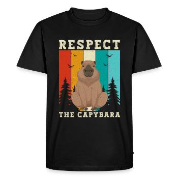 Retro Respect the Capybara - Capybara Fans - Men's Premium Organic T-Shirt - black - Front - Nico (187cm)