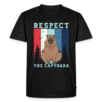 Retro Respect the Capybara - Capybara Fans - Men's Premium Organic T-Shirt - black - Front - Nico (187cm)