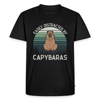 Retro Easily Distracted by Capybaras Capybara - Men's Premium Organic T-Shirt - black - Front - Nico (187cm)