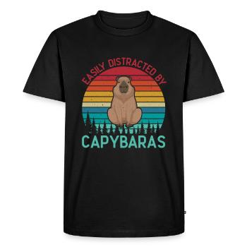 Retro Easily Distracted by Capybaras Capybara - Men's Premium Organic T-Shirt - black - Front - Nico (187cm)