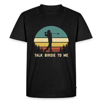 Retro Talk Birdie To Me - Golf Golfer Golfen - Men's Premium Organic T-Shirt - black - Front - Nico (187cm)