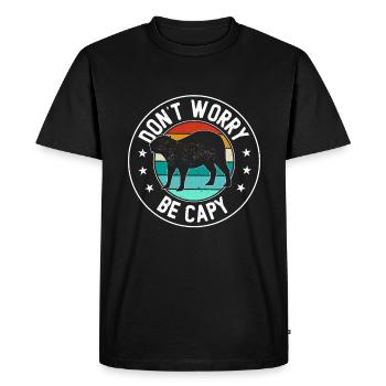 Retro Don't Worry Be Capy - Capybaras Capybara - Men's Premium Organic T-Shirt - black - Front - Nico (187cm)