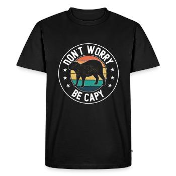 Retro Don't Worry Be Capy - Capybaras Capybara - Men's Premium Organic T-Shirt - black - Front - Nico (187cm)
