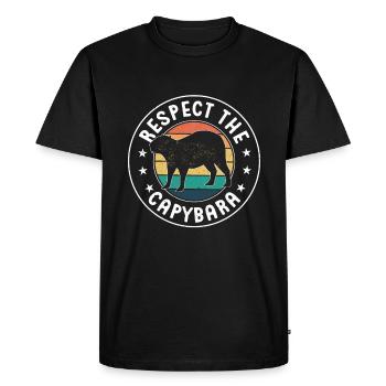 Retro Respect the Capybara - Capybara Fans - Men's Premium Organic T-Shirt - black - Front - Nico (187cm)