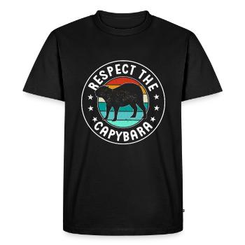 Retro Respect the Capybara - Capybara Fans - Men's Premium Organic T-Shirt - black - Front - Nico (187cm)