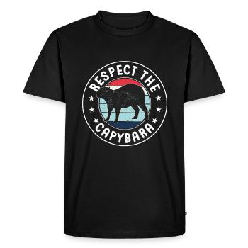 Retro Respect the Capybara - Capybara Fans - Men's Premium Organic T-Shirt - black - Front - Nico (187cm)