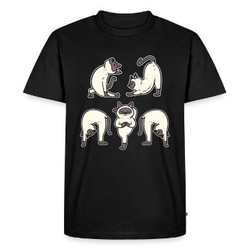 Siamese Cat Yoga Cat Parents - Men's Premium Organic T-Shirt - black - Front - Nico (187cm)