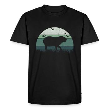 Retro Capybara Silhoutte - Capybaras - Men's Premium Organic T-Shirt - black - Front - Nico (187cm)