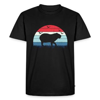 Retro Capybara Silhoutte - Capybaras - Men's Premium Organic T-Shirt - black - Front - Nico (187cm)