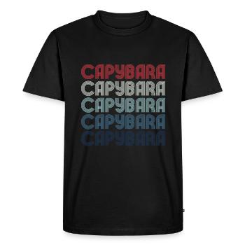 Retro Capybara Text Design - Capybaras - Men's Premium Organic T-Shirt - black - Front - Nico (187cm)