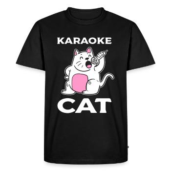 Karaoké Cat Chanteur - T-shirt Premium bio Homme - noir - Devant - Nico (187cm)