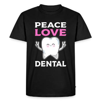 Peace Love Dental Dentist - Men's Premium Organic T-Shirt - black - Front - Nico (187cm)