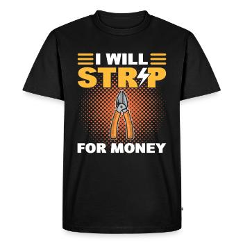 Je vais me déshabiller pour de l’argent Lineman - T-shirt Premium bio Homme - noir - Devant - Nico (187cm)