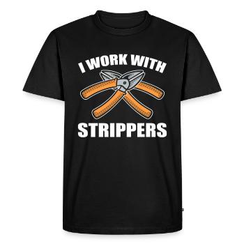 Je travaille avec Strippers Ingénieur Électricien - T-shirt Premium bio Homme - noir - Devant - Nico (187cm)