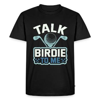 Retro Talk Birdie To Me - Golf Golfer Golfen - Men's Premium Organic T-Shirt - black - Front - Nico (187cm)