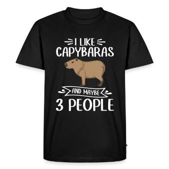I Like Capybaras and maybe 3 People - Capybara - Men's Premium Organic T-Shirt - black - Front - Nico (187cm)