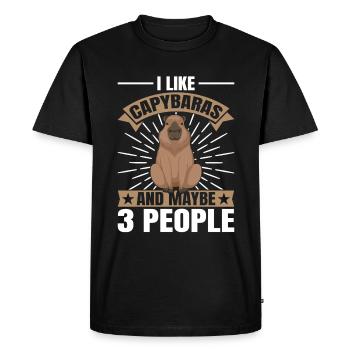 I Like Capybaras and maybe 3 People - Capybara - Men's Premium Organic T-Shirt - black - Front - Nico (187cm)