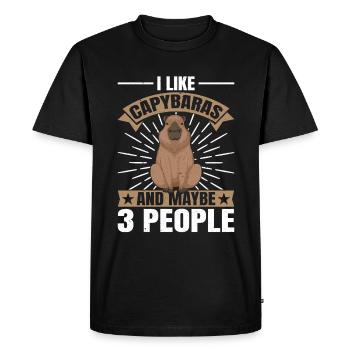 I Like Capybaras and maybe 3 People - Capybara - Men's Premium Organic T-Shirt - black - Front - Nico (187cm)